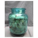 Blue Glass Jar Filled With Seashells