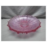 Pink Pressed Glass Fluted Bowl