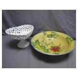 Ceramic Fruit Bowl and Pierced Compote Set