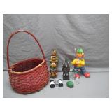 Eclectic Basket of Figurines Collection