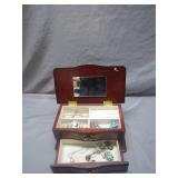 Mahogany Wooden Jewelry Box With Mirror