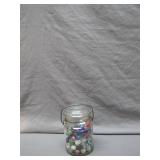 Glass Jar with Assorted Marbles
