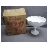 Garland Milk Glass Compote with Box