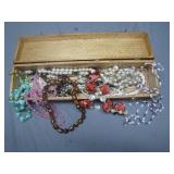 Handcrafted Wood Jewelry Box with Contents