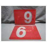 Two Red Number Signs: 9 and 6