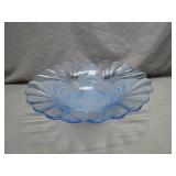 Elegant Blue Glass Pedestal Bowl