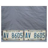 1970 Maryland License Plates