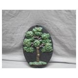 Oval Cast Iron Plaque with Tree Design