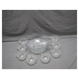 Glass Punch Bowl Set with 8 Cups and Ladle