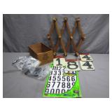 Eclectic Lot of Wooden Rack and Numbers
