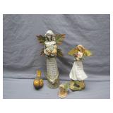 Decorative Angel and Bird Figurine Set