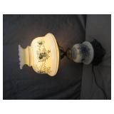 Hand-Painted Floral Table Lamp with Metal Base