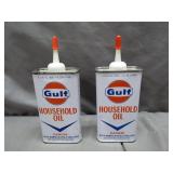 Gulf Household Oil Twin Metal Cans
