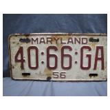 1956 Maryland License Plate with Charm