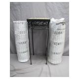 Decorative Table With Wicker Baskets Set