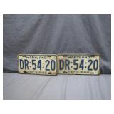 Set of 1964 Maryland License Plates