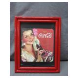 Framed Coca-Cola Advertising Print with Red Frame