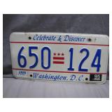 Washington D.C. License Plate from 1995