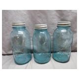 3 Large Ball Blue Perfect Mason Jars