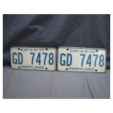 1970 Maryland License Plates