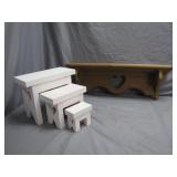 Wooden Shelves and Nesting Stools