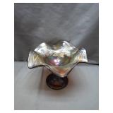 Iridescent Fenton Glass Compote Bowl