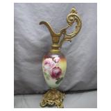 Hand-Painted Ewer With Ornate Handle