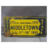 1955 Middletown Bicentennial License Plate