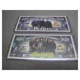 The Beatles and Aerosmith Novelty Banknotes