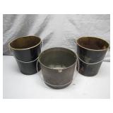 Three Vintage Metal Farm Buckets