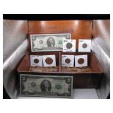 Cigar Box of US Vintage and Silver Coins