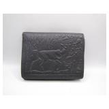 Genuine Leather Trifold Wallet with Embossed...