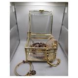 Gorgeous Glass Trinket Box of Jewelry