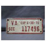 1970 Virginia SCC License Plate