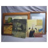 Five Framed and Unframed Paintings