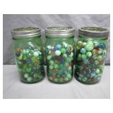 Three Mason Jar Marble Collections