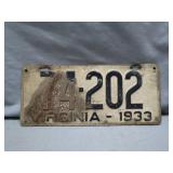 1933 Virginia License Plate