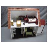 Two-Story Wooden Dollhouse w/ Interior Furnishings