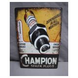 Retro Champion Spark Plugs Metal Sign