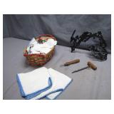 Eclectic Collection with Sewing Tools and Basket