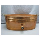 Hammered Copper Tub With Brass Spigot