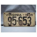 1935 Virginia License Plate ï¿½ Classic Collectible