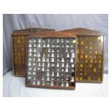 Wooden Display Cases With Assorted Thimbles