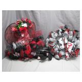 Decorative Black, Red, and Silver Wreaths Duo