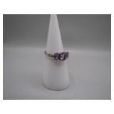 Sterling Silver Ring, Size 6 with Purple Stones