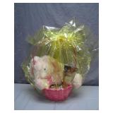 Pink Basket With Plush Toy and Body Care