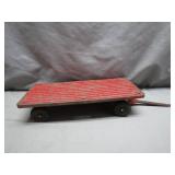 Red Metal Toy Farm Wagon With Pull Handle