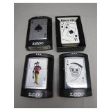 Four Playing Card-Themed Zippo Lighters