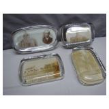 Four Glass Paperweights with Photos