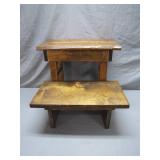 Two-Piece Wooden Step Stool Set